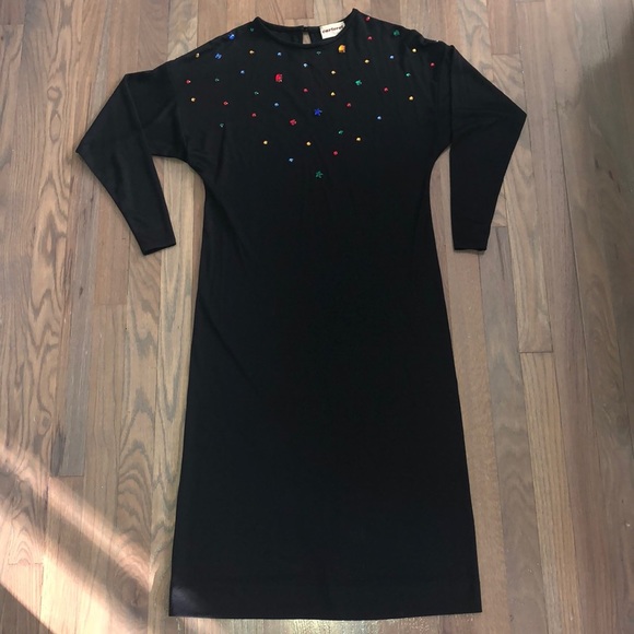 Vintage Jeweled Black Dress - Picture 10 of 14